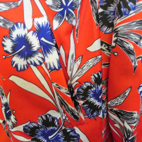 Massey's Track Set Hawaiian Floral Blue Red Pockets Zip Front Red Racing Stripes - Picture 9 of 14